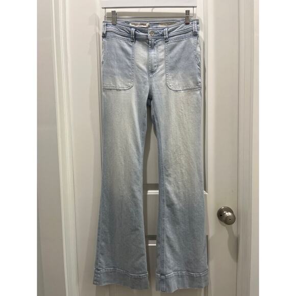 Pilcro By Anthropologie High Rise Trouser Bootcut Denim Jeans Light Blue Wash 28 - Picture 2 of 9